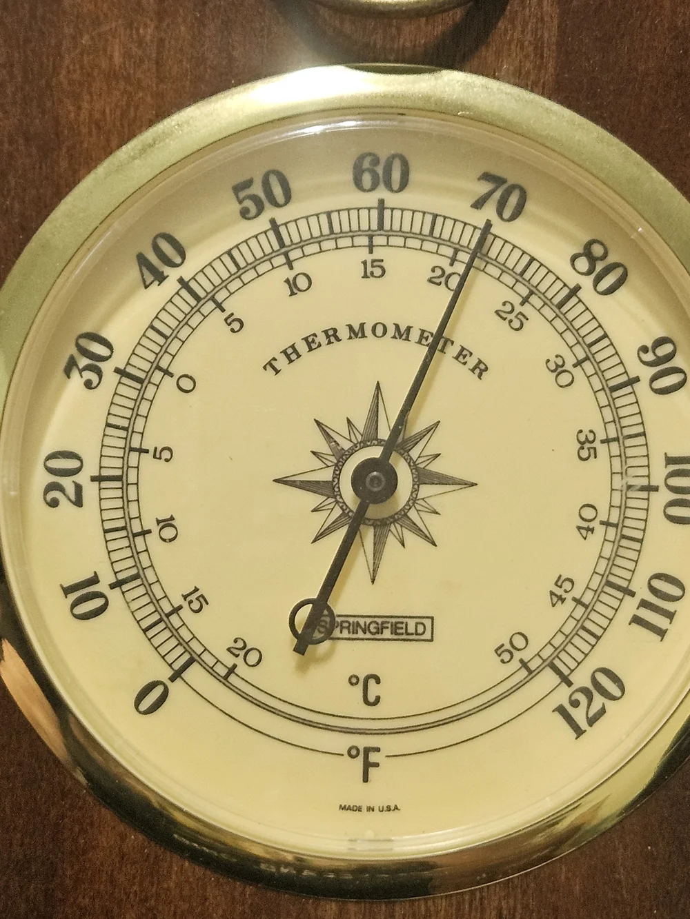 Brown Wood Wall Weather Station with Cream Dials
